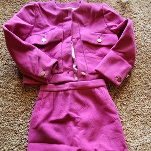 Helga Vintage pink 2pc fully lined wool suit (jacket/skirt) – size 0-2 - $50